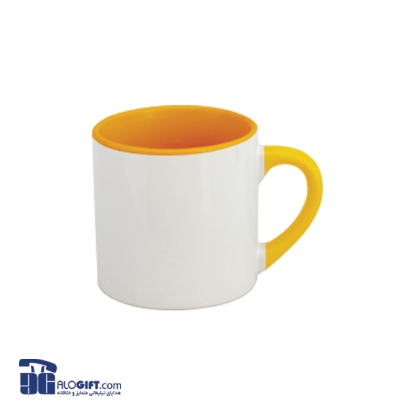 تصویر  فنجان سرامیکی دسته و داخل رنگی