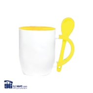 تصویر  ماگ  سرامیکی قاشق دار دسته و داخل رنگی 