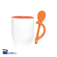 تصویر  ماگ  سرامیکی قاشق دار دسته و داخل رنگی 