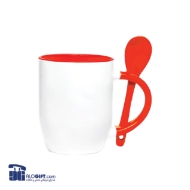 تصویر  ماگ  سرامیکی قاشق دار دسته و داخل رنگی 