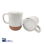 تصویر  ماگ سرامیکی درب دار پایین چوب پنبه ای 