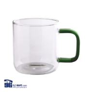 تصویر  فنجان  شیشه ای دسته رنگی  