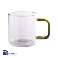 تصویر  فنجان  شیشه ای دسته رنگی  