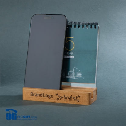 تصویر  ست روميزي چوبي +پلكسي تقويم روميزي مدل ترنج