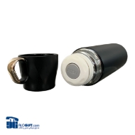 تصویر  فلاکس استیل 500میلی لیتر +لیوان دسته دار رزگلد 